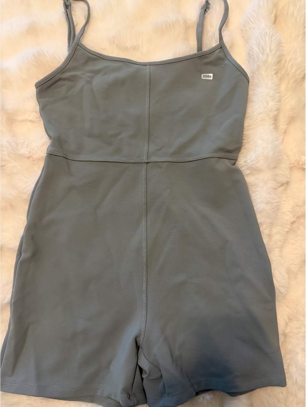 White Fox Gray Sleeveless Romper with Adjustable Straps Size L